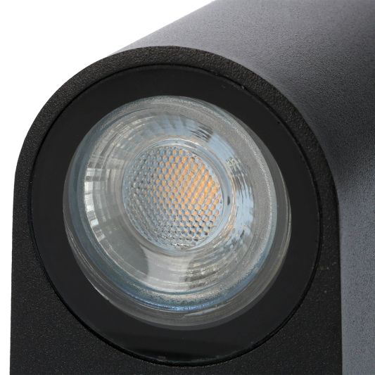 Zwarte up down wandlamp voor buiten met Zigbee GU10 spots - Rond