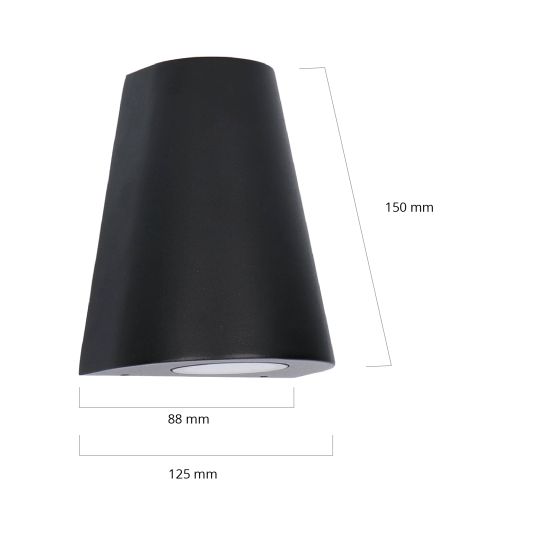 Zwarte up down wandlamp voor buiten met Zigbee GU10 spots - Kegel vorm