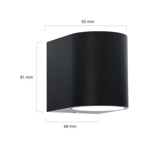 Zwarte wandlamp voor buiten met Zigbee GU10 spot - Rond