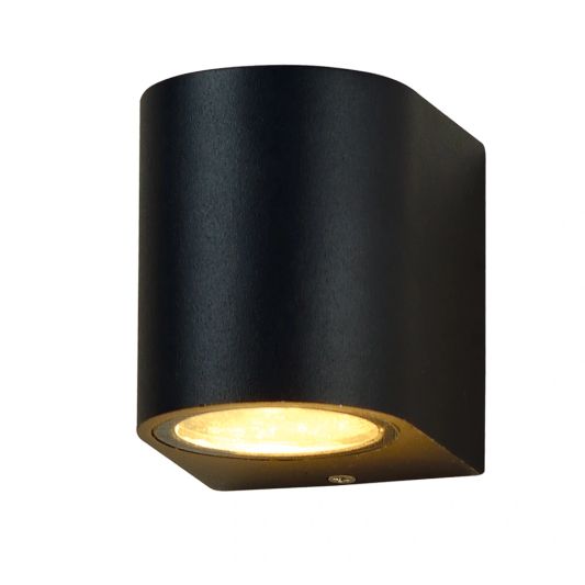 Zwarte wandlamp voor buiten met Zigbee GU10 spot - Rond